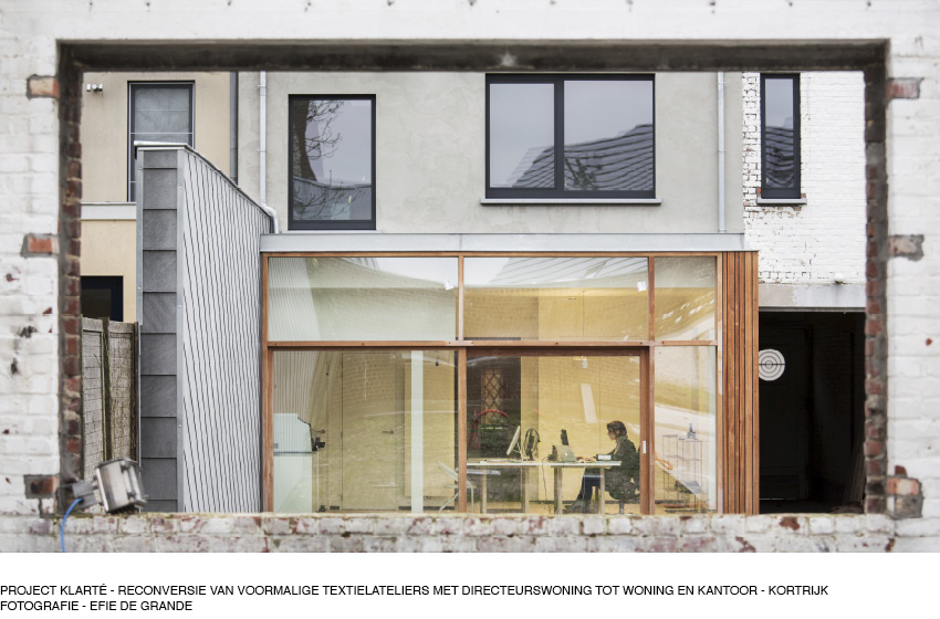 Project Klarté - reconversie van voormalige textielateliers met directeurswoning tot woning en kantoor - Kortrijk